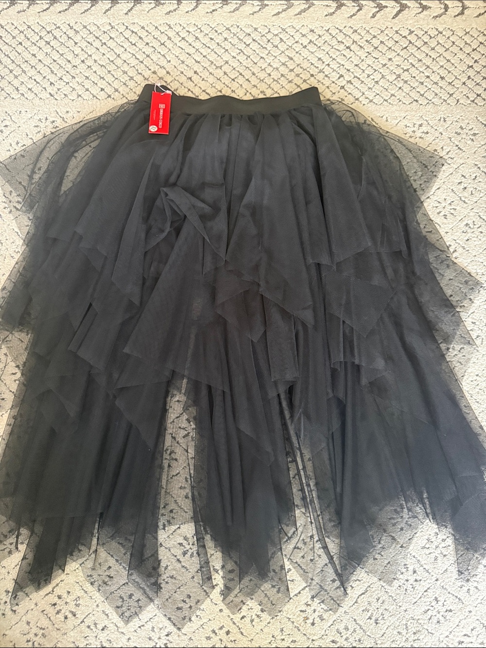 Women's Black Asymmetrical Layered Tulle Skirt - (Brand: )
